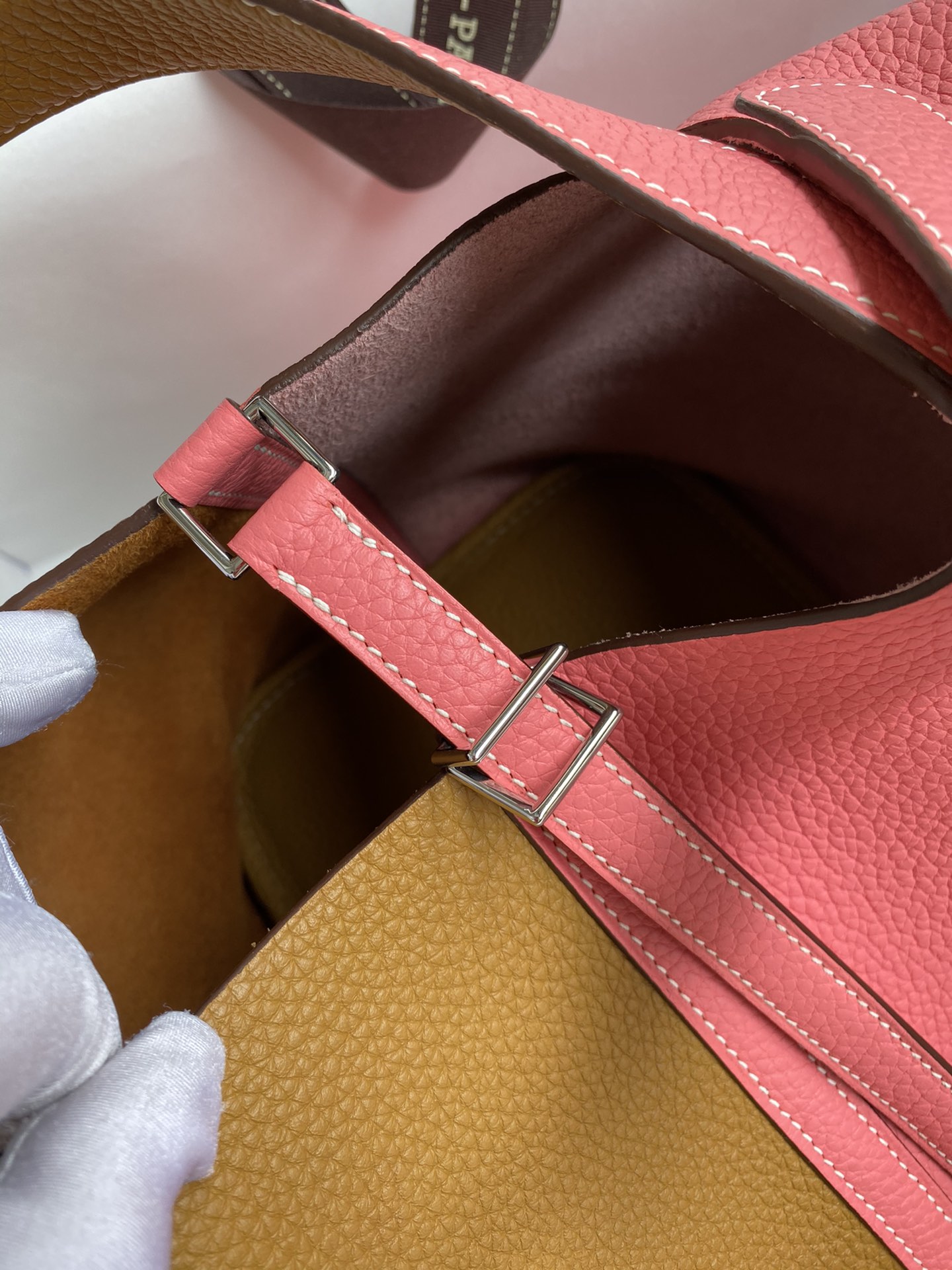 Hermes Picotin Lock 22 Bag In Pink/Brown Clemence Leather